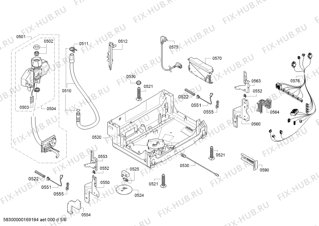 Взрыв-схема посудомоечной машины Bosch SMV47L00RU SilencePlus - Схема узла 05