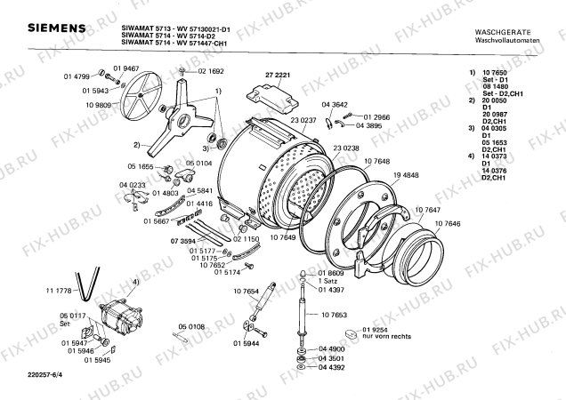 Схема №1 WV8713 SIWAMAT 871 ELECTRONIC с изображением Переключатель для стиральной машины Bosch 00028699