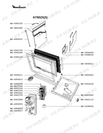 Взрыв-схема микроволновой печи Moulinex AY902X(0) - Схема узла JP002316.7P4