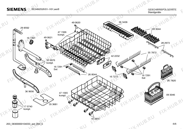 Взрыв-схема посудомоечной машины Siemens SE24M252II - Схема узла 06