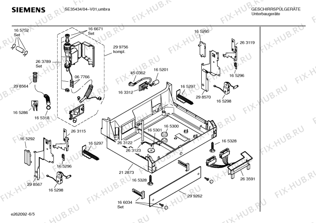 Взрыв-схема посудомоечной машины Siemens SE35434 pianissimo - Схема узла 05