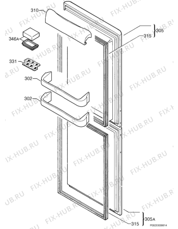 Взрыв-схема холодильника Zanussi Z35/4W - Схема узла Door 003