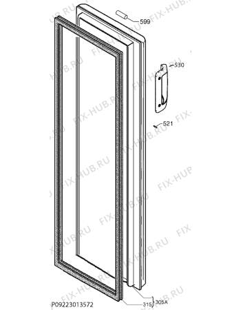 Схема №1 A52200GSW0 с изображением Дверка для холодильника Aeg 2109398905