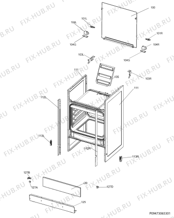 Взрыв-схема плиты (духовки) Rex Electrolux RKK21100OW - Схема узла Housing 001