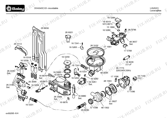 Схема №1 3VI434XC VI434 с изображением Контактная пленка для посудомоечной машины Bosch 00492030