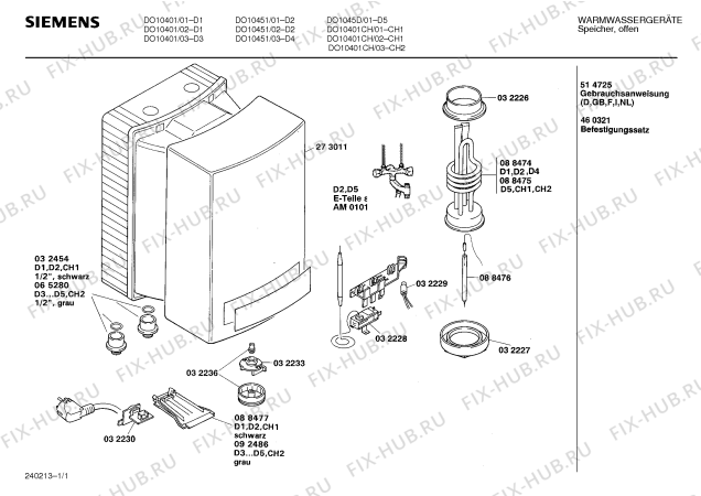 Схема №1 DO10401CH с изображением Узел подключения для электроводонагревателя Siemens 00065280