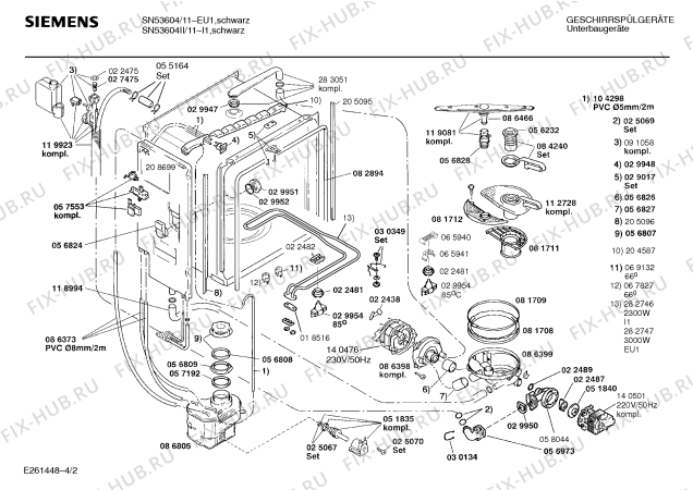Взрыв-схема посудомоечной машины Siemens SN53604 - Схема узла 02