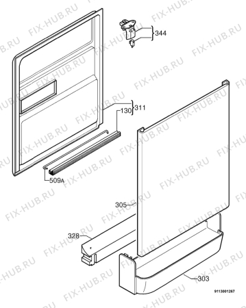 Взрыв-схема посудомоечной машины Rex RS4TEXS - Схема узла Door 003