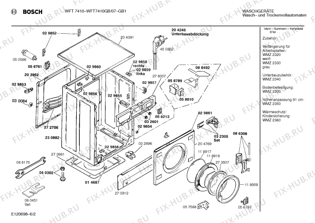 Взрыв-схема стиральной машины Bosch WFT7410GB WFT7410 - Схема узла 02