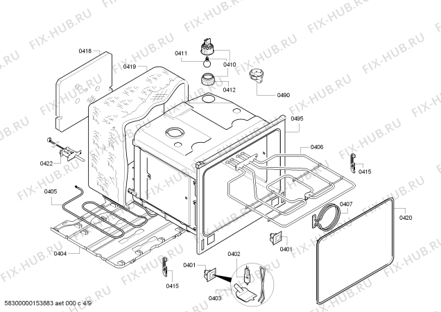 Схема №1 U16E74N0GB с изображением Модуль управления, запрограммированный для плиты (духовки) Bosch 00648378