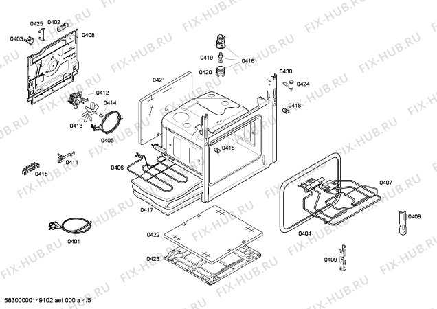 Взрыв-схема плиты (духовки) Bosch HCE722320V - Схема узла 04