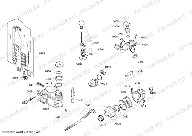 Взрыв-схема посудомоечной машины Bosch SGS44E18II - Схема узла 04