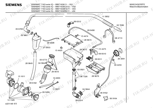 Схема №2 WH71590 EXTRAKLASSE F1500A с изображением Таблица программ для стиральной машины Siemens 00520219