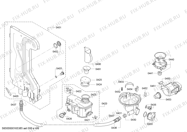 Взрыв-схема посудомоечной машины Siemens SN25L271EU, Party - Схема узла 04