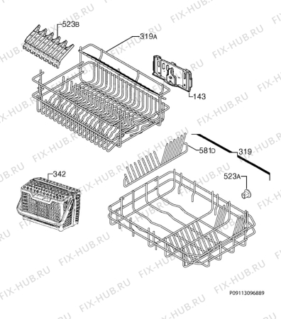 Взрыв-схема посудомоечной машины Electrolux ESL4300RO - Схема узла Basket 160