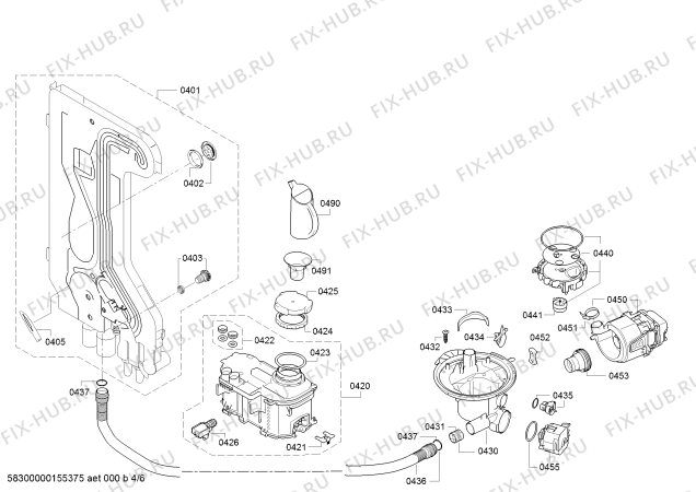 Взрыв-схема посудомоечной машины Bosch SMI40M55EU - Схема узла 04