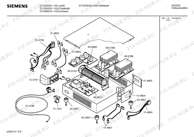 Взрыв-схема плиты (духовки) Siemens EI73260 - Схема узла 02