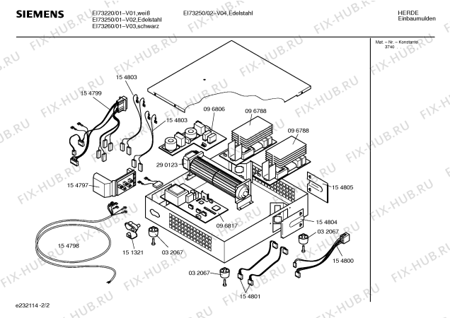 Схема №1 EI73260 с изображением Стеклокерамика для духового шкафа Siemens 00210394