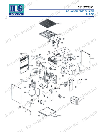 Схема №1 F 316.BK с изображением Провод для кофеварки (кофемашины) DELONGHI 5013251651