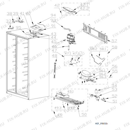 Взрыв-схема холодильника Hotpoint SXBHE924WDUK (F105541) - Схема узла