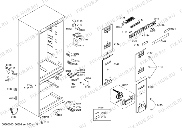 Схема №1 P1KNB4927A с изображением Дверь для холодильной камеры Bosch 00247679