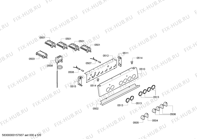 Схема №1 HSS202MCC Bosch с изображением Ручка конфорки для электропечи Bosch 00623663