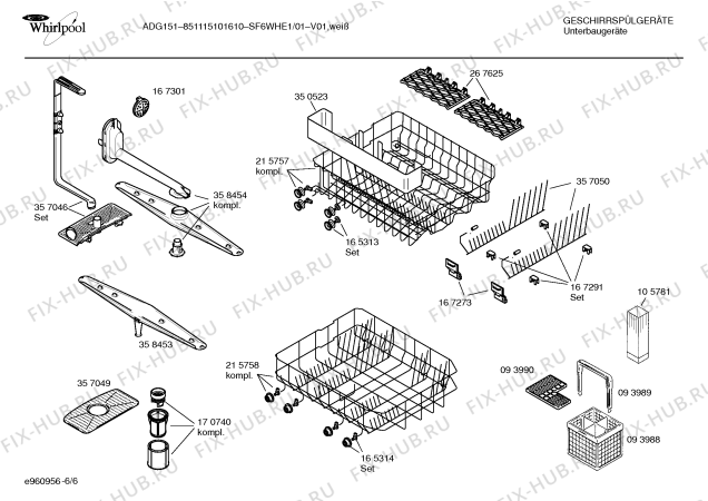 Взрыв-схема посудомоечной машины Whirlpool SF6WHE1 ADG151 - Схема узла 06