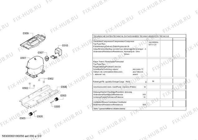 Взрыв-схема холодильника Bosch KGV36UW30 Bosch - Схема узла 03