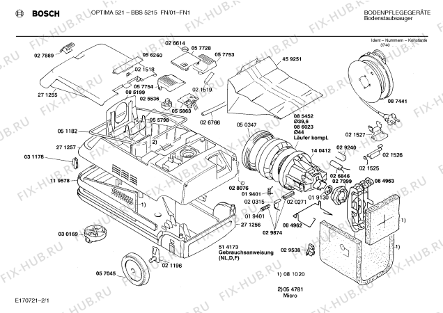 Схема №1 VS51105 SUPER511 ELECTRONIC с изображением Кнопка для электропылесоса Siemens 00027889