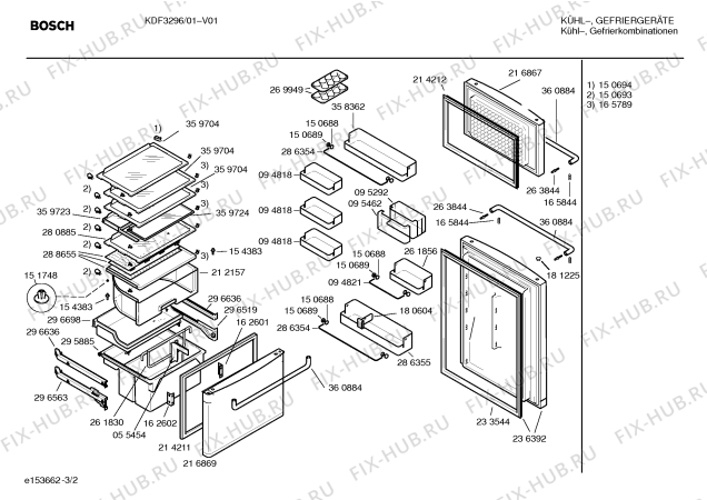 Взрыв-схема холодильника Bosch KDF3296 - Схема узла 02