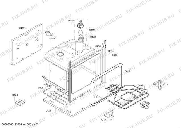 Взрыв-схема плиты (духовки) Bosch HCA628129U - Схема узла 04