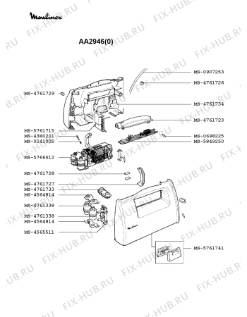 Взрыв-схема блендера (миксера) Moulinex AA2946(0) - Схема узла 9P000576.9P2