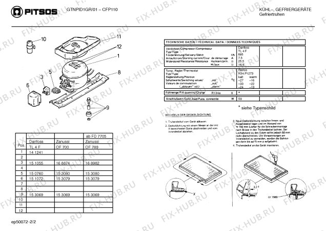 Схема №2 GTNPID1GR CFP110 с изображением Стартовый узел для холодильника Bosch 00168874