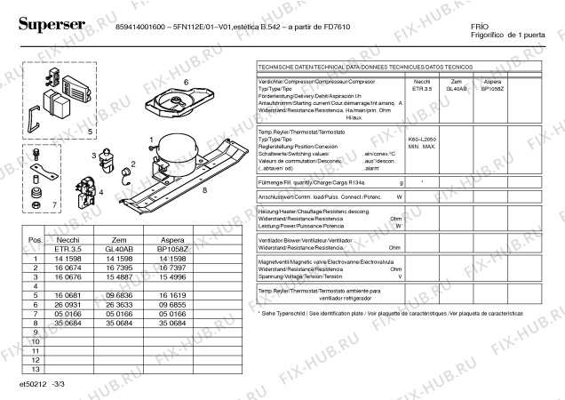 Взрыв-схема холодильника Superser 5FN112E/01 - Схема узла 03