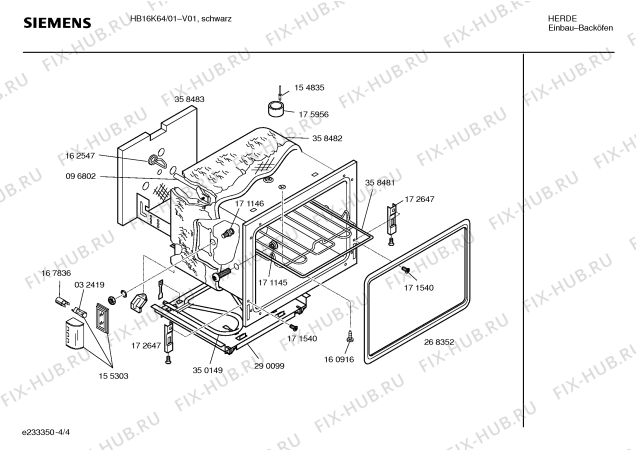 Схема №1 HB16K64 с изображением Панель управления для плиты (духовки) Siemens 00359087