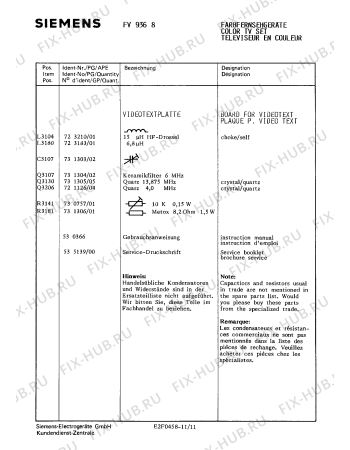 Взрыв-схема телевизора Siemens FV9368 - Схема узла 11