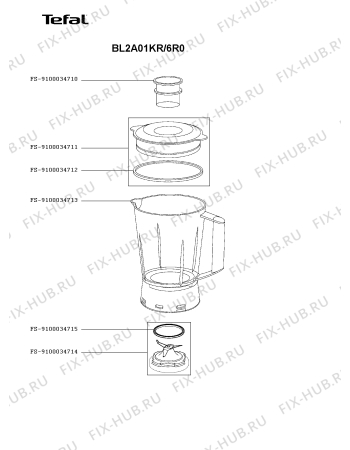 Взрыв-схема блендера (миксера) Tefal BL2A01KR/6R0 - Схема узла 6P006041.4P2