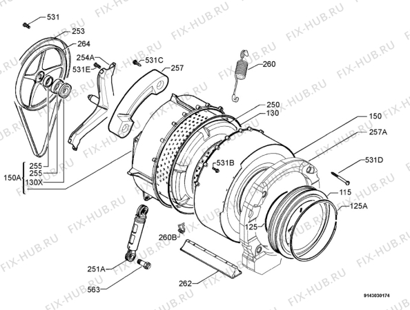 Взрыв-схема стиральной машины Rosenlew RTF3126 - Схема узла Functional parts 267