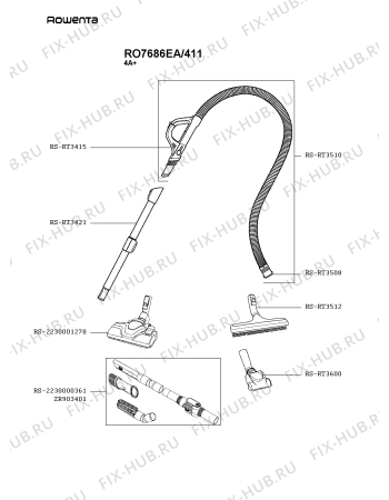 Взрыв-схема пылесоса Rowenta RO7686EA/411 - Схема узла OP005906.4P3