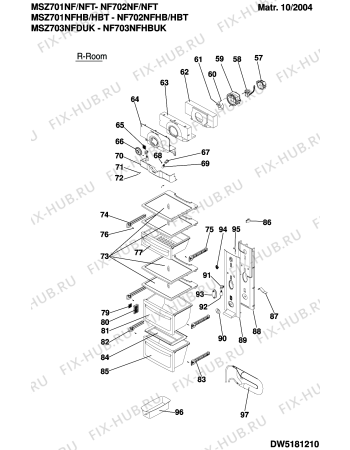 Взрыв-схема холодильника Ariston MSZ701NFHBT (F034038) - Схема узла