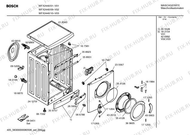 Схема №2 WFX2440 Maxx Advantage WFX2440 с изображением Таблица программ для стиралки Bosch 00589912
