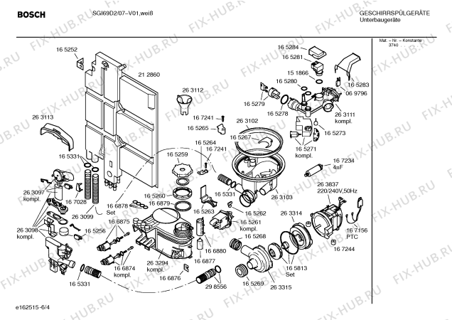 Взрыв-схема посудомоечной машины Bosch SGI69D2 Domotik - Схема узла 04