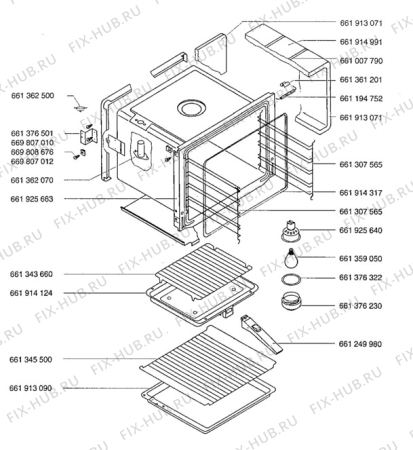 Взрыв-схема плиты (духовки) Aeg 3201B-RG - Схема узла Oven body