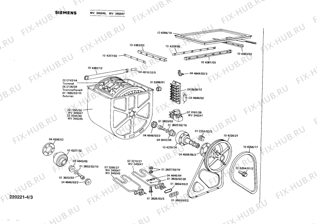 Взрыв-схема стиральной машины Siemens WV345045 SIWAMAT 345 - Схема узла 03
