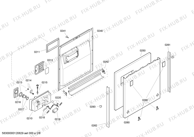 Взрыв-схема посудомоечной машины Bosch SHI58M06CH - Схема узла 02