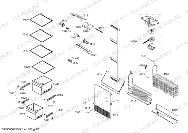 Схема №1 RS295311 Gaggenau с изображением Лопасти вентилятора для холодильной камеры Bosch 00612243