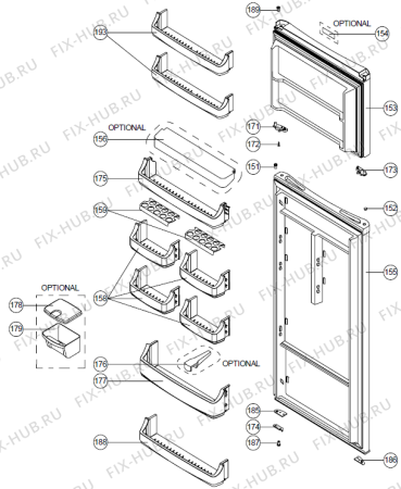 Схема №1 NRF71430W (180848) с изображением Часть корпуса для холодильника Gorenje 243197