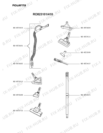 Взрыв-схема пылесоса Rowenta RO823101/410 - Схема узла WP004726.4P4