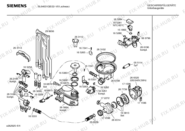 Взрыв-схема посудомоечной машины Siemens SL64631GB - Схема узла 04
