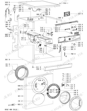 Схема №1 WA 9786 с изображением Бак (полубак) для стиралки Whirlpool 481241818587